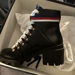 Gucci (37.5) Sylvie black leather boots